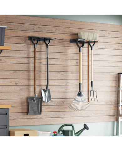 Supports muraux pour outils de jardin 2 pcs noir acier | Mobilier & Déco