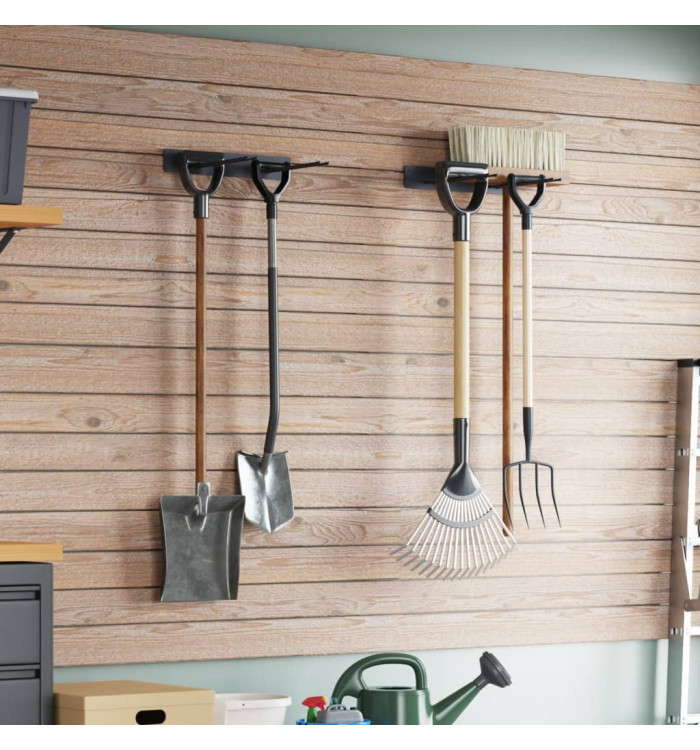 Supports muraux pour outils de jardin 2 pcs noir acier | Mobilier & Déco