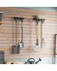 Supports muraux pour outils de jardin 2 pcs noir acier | Mobilier & Déco