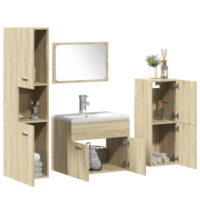Ensemble de meubles de salle de bain 5 pcs chêne sonoma | Mobilier & Déco