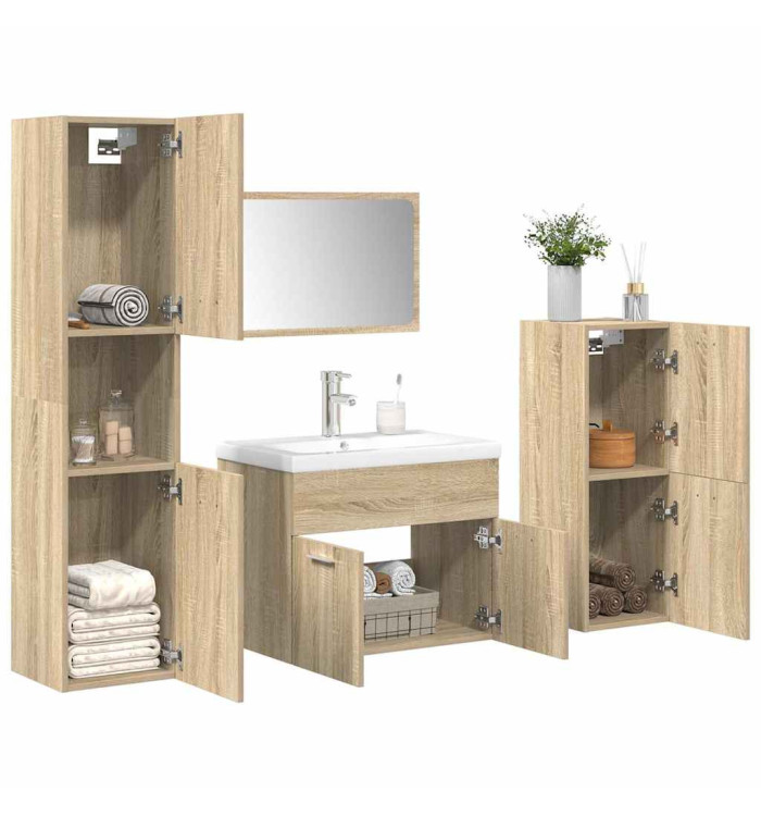 Ensemble de meubles de salle de bain 5 pcs chêne sonoma | Mobilier & Déco