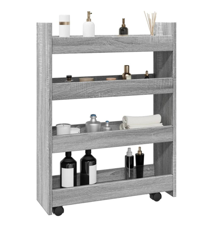 Chariot de rangement étroit 4 niveaux sonoma gris | Mobilier & Déco