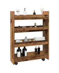 Chariot de rangement étroit 4 niveaux vieux bois | Mobilier & Déco