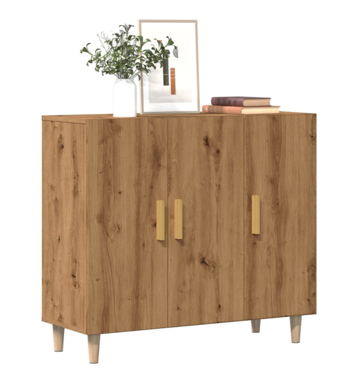 Buffet chêne artisanal 90x34x80 cm bois d'ingénierie | Mobilier & Déco
