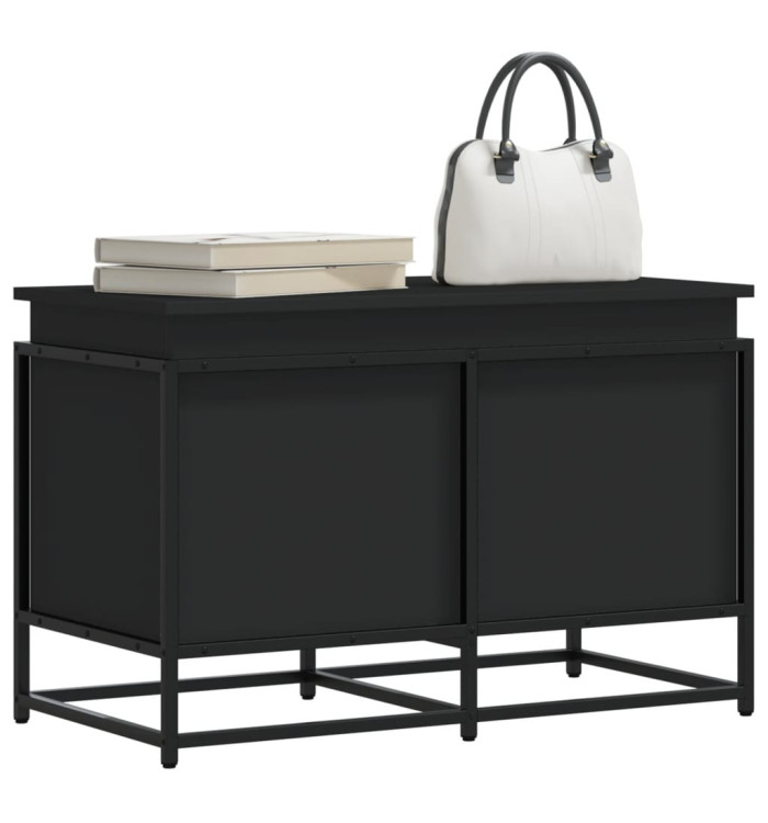 Boîte de rangement avec couvercle noir bois d'ingénierie | Mobilier & Déco