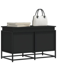 Boîte de rangement avec couvercle noir bois d'ingénierie | Mobilier & Déco