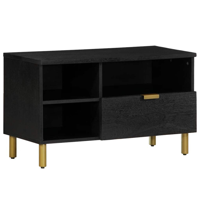 Meuble TV noir 80x33x46 cm bois d'ingénierie | Mobilier & Déco
