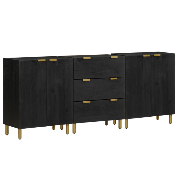 Buffets 3 pcs noir bois d'ingénierie | Mobilier & Déco
