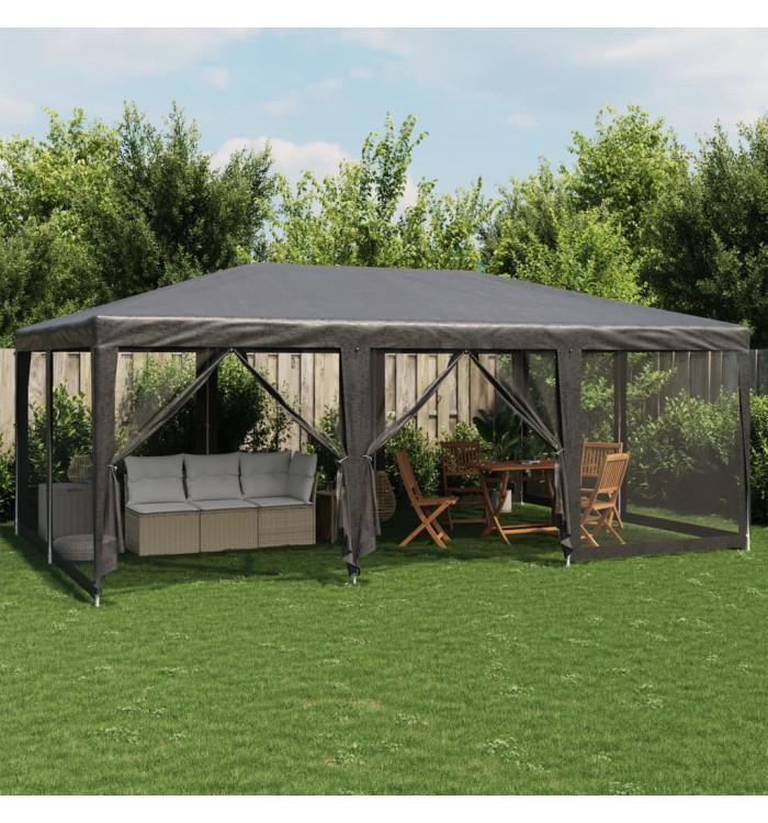 Tente de fête avec 10 parois latérales maille anthracite 6x4 m | Mobilier & Déco