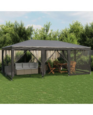 Tente de fête avec 10 parois latérales maille anthracite 6x4 m | Mobilier & Déco
