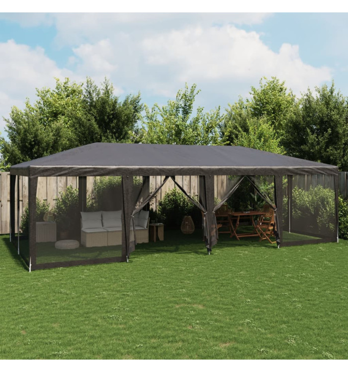 Tente de fête avec 12 parois latérales maille anthracite 8x4 m | Mobilier & Déco
