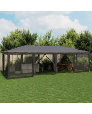 Tente de fête avec 12 parois latérales maille anthracite 8x4 m | Mobilier & Déco