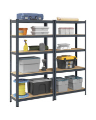 Étagères de rangement 5 niveaux 2 pcs Anthracite Acier et bois | Mobilier & Déco
