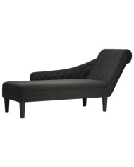 Fauteuil long avec coussin et accoudoir droit noir tissu | Mobilier & Déco
