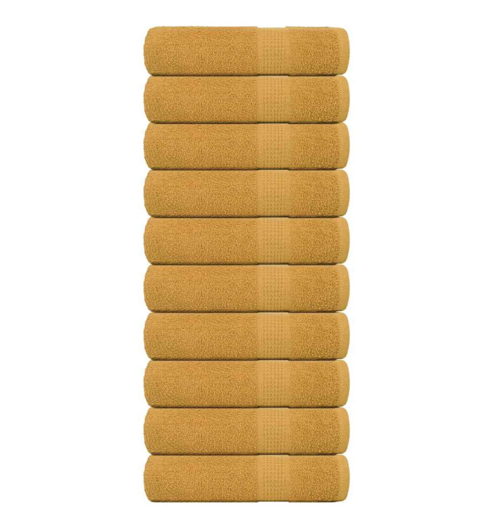 Serviettes de douche 10 pcs doré 70x140 cm 360 g/m² 100% coton | Mobilier & Déco