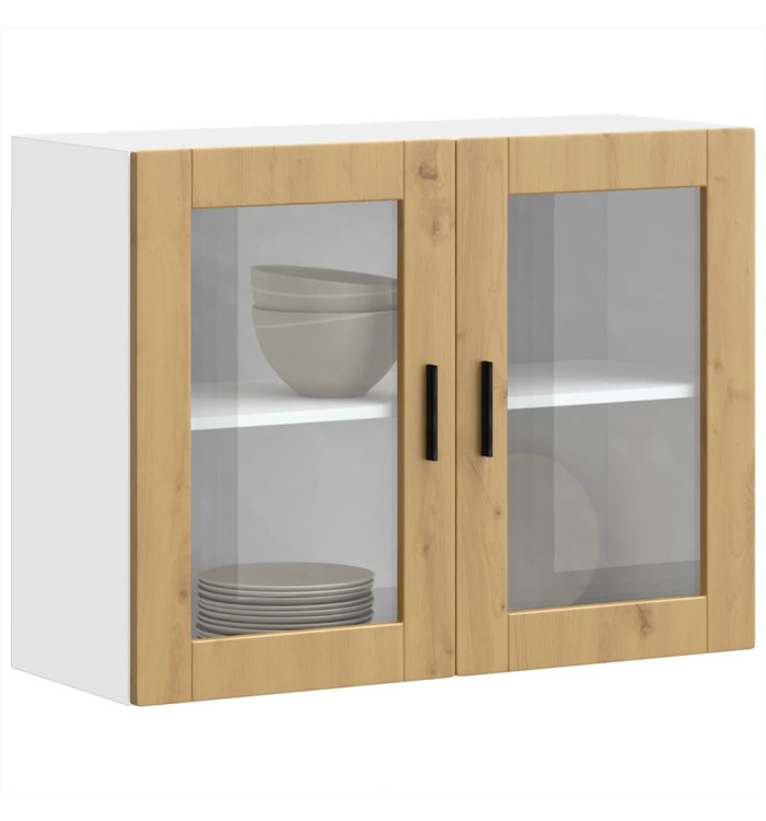 Armoire murale de cuisine porte en verre Porto chêne artisanal | Mobilier & Déco
