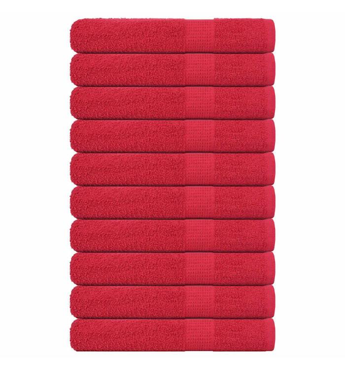 Serviettes de sauna 10 pcs rouge 80x200 cm 360 g/m² 100% coton | Mobilier & Déco