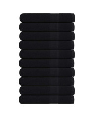 Serviettes de sauna 10 pcs noir 80x200 cm 360 g/m² 100% coton | Mobilier & Déco