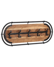 Porte-manteau mural avec 5 crochets bois massif d'acacia | Mobilier & Déco