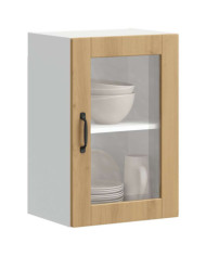Armoire murale de cuisine porte en verre Porto chêne artisanal | Mobilier & Déco