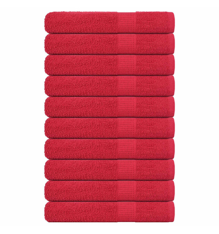 Serviettes 10 pcs rouge 100x200 cm 360 g/m² 100% coton | Mobilier & Déco