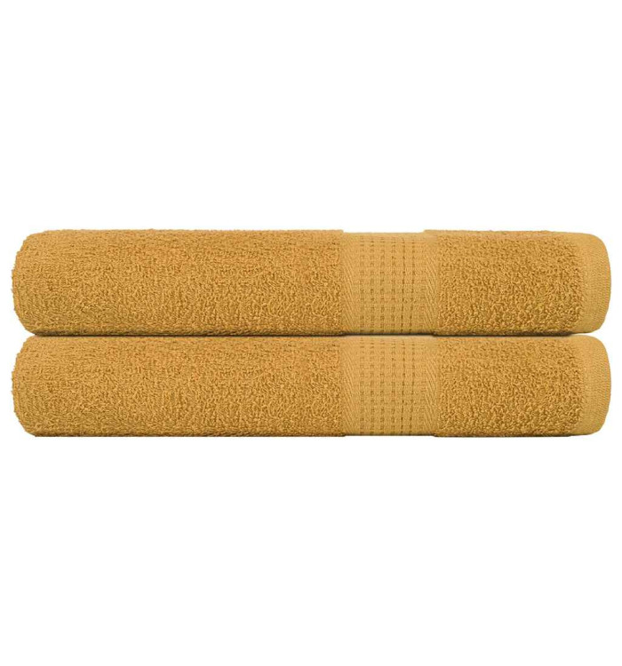 Serviettes 2 pcs doré 100x200 cm 360 g/m² 100% coton | Mobilier & Déco