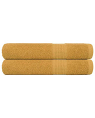 Serviettes 2 pcs doré 100x200 cm 360 g/m² 100% coton | Mobilier & Déco