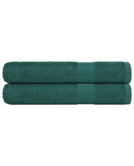 Serviettes 2 pcs vert 100x200 cm 360 g/m² 100% coton | Mobilier & Déco