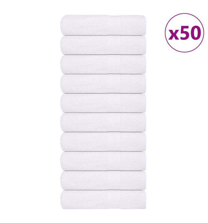 Essuie-mains 50 pcs blanc 50x100 cm 360 g/m² 100% coton | Mobilier & Déco