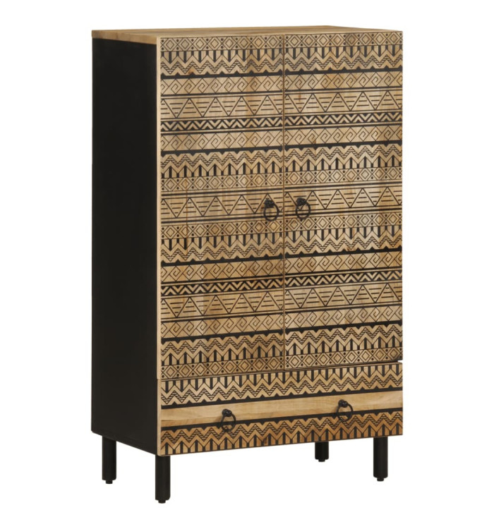 Buffet haut 60x33,5x110 cm bois de manguier brut massif | Mobilier & Déco
