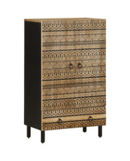 Buffet haut 60x33,5x110 cm bois de manguier brut massif | Mobilier & Déco