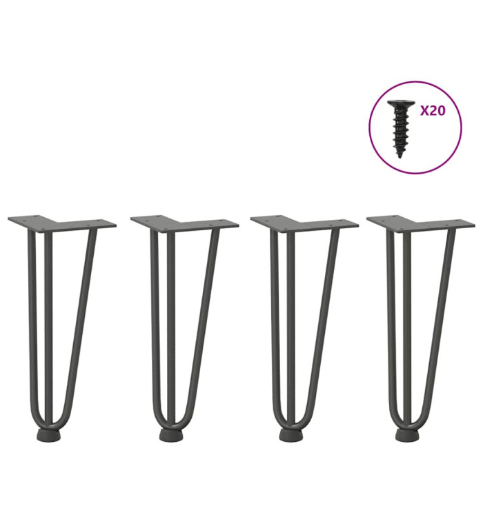 Pieds en épingle à cheveux pour table basse 4 pièces Anthracite 30 cm Acier massif | Mobilier & Déco