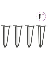 Pieds en épingle à cheveux pour table basse 4 pièces Anthracite 30 cm Acier massif | Mobilier & Déco