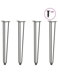 Pieds en épingle à cheveux pour consoles, lot de 4, anthracite, 72 cm, acier massif | Mobilier & Déco