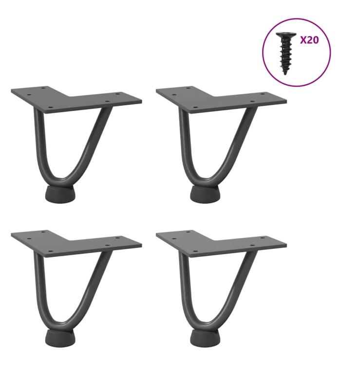 Pieds en épingle à cheveux pour table basse 4 pièces Anthracite 10 cm Acier massif | Mobilier & Déco