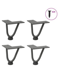 Pieds en épingle à cheveux pour table basse 4 pièces Anthracite 10 cm Acier massif | Mobilier & Déco