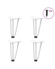 Pieds en épingle à cheveux pour table basse 4 pièces Blanc 20 cm Acier massif | Mobilier & Déco
