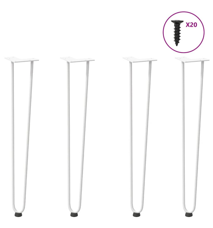 Pieds en épingle à cheveux pour consoles, lot de 4, blanc, 72 cm, acier massif | Mobilier & Déco