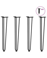 Pieds en épingle à cheveux pour consoles, lot de 4, noir, 72 cm, acier massif | Mobilier & Déco