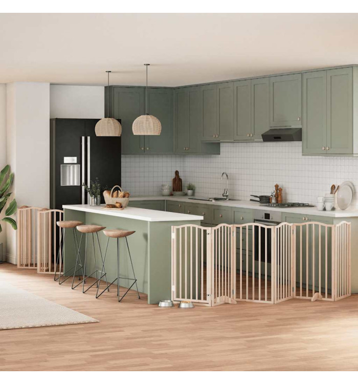Barrière pour chien porte pliable 12 panneaux bois de peuplier | Mobilier & Déco