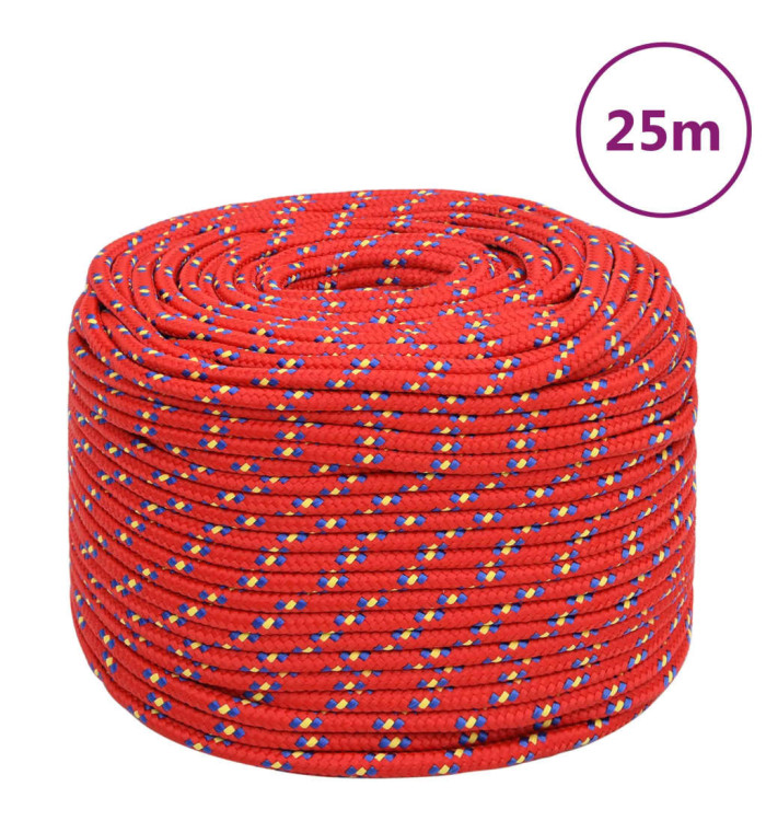 Corde de bateau Rouge 10 mm 25 m Polypropylène | Mobilier & Déco