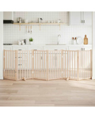 Barrière pour chiens avec porte 6 panneaux bois de sapin massif | Mobilier & Déco