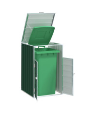 Rangement à roulettes pour poubelles pour bac unique vert acier | Mobilier & Déco