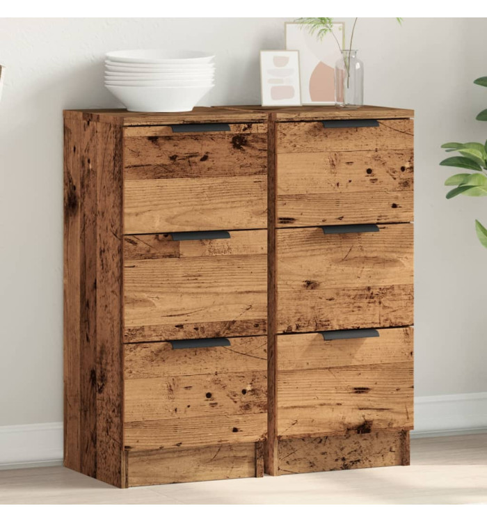 Buffets 2 pcs vieux bois 30x30x70 cm bois d'ingénierie | Mobilier & Déco