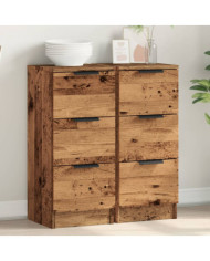 Buffets 2 pcs vieux bois 30x30x70 cm bois d'ingénierie | Mobilier & Déco