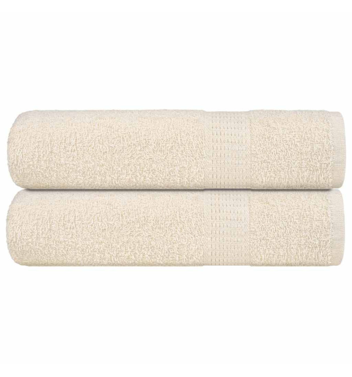 Serviettes de douche 2 pcs crème 70x140 cm 360 g/m² 100% coton | Mobilier & Déco