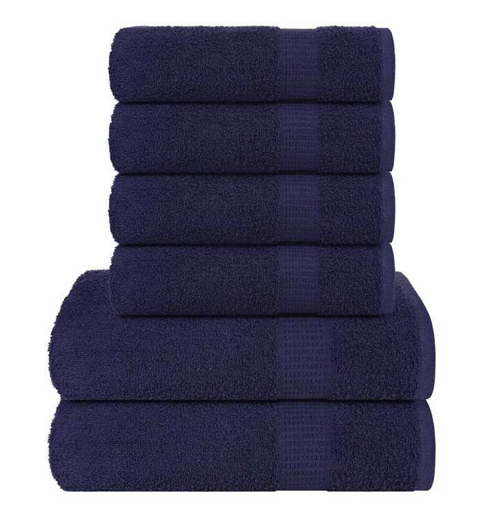 Ensemble de serviettes 6 pcs bleu marine 360 g/m² 100% coton | Mobilier & Déco