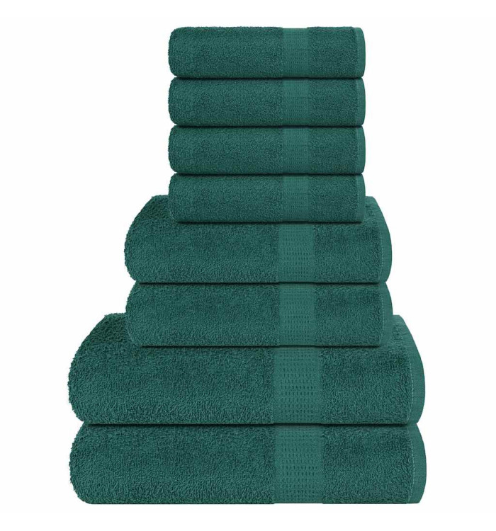 Ensemble de serviettes 8 pcs vert 360 g/m² 100% coton | Mobilier & Déco
