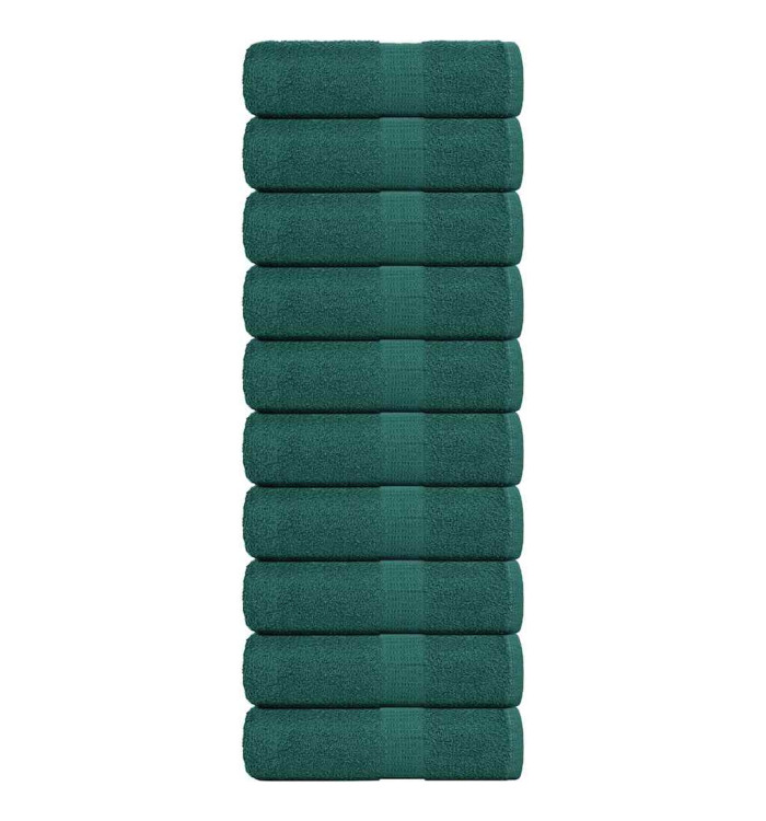 Serviettes d'invité 10 pcs vert 30x50 cm 360 g/m² 100% coton | Mobilier & Déco