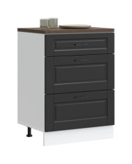 Armoire de cuisine Porto noir bois d'ingénierie | Mobilier & Déco